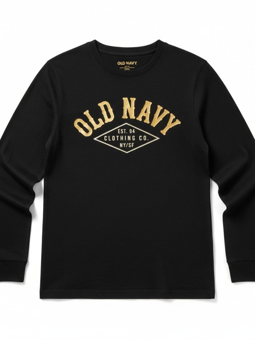 Old Navy Black Long-Sleeve Shirt with Gold Logo